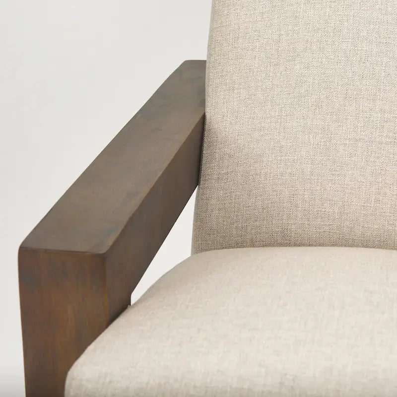 Poltrona in tessuto beige Sovereign con struttura in legno massello marrone scuro