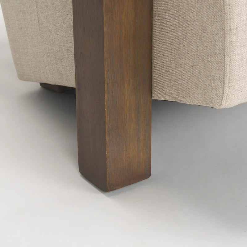 Poltrona in tessuto beige Sovereign con struttura in legno massello marrone scuro