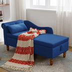 Chaise Longue da Interno, Poltrona Relax in Velluto per Camera da Letto con Contenitore e Cuscino, Moderna Chaise Longue Imbottita con Braccioli Arrotondati