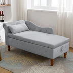 Chaise Longue da Interno, Poltrona Relax in Velluto per Camera da Letto con Contenitore e Cuscino, Moderna Chaise Longue Imbottita con Braccioli Arrotondati