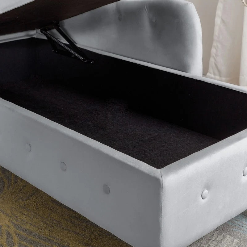 Chaise Longue da Interno, Poltrona Relax in Velluto per Camera da Letto con Contenitore e Cuscino, Moderna Chaise Longue Imbottita con Braccioli Arrotondati