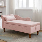 Chaise Longue da Interno, Poltrona Relax in Velluto per Camera da Letto con Contenitore e Cuscino, Moderna Chaise Longue Imbottita con Braccioli Arrotondati