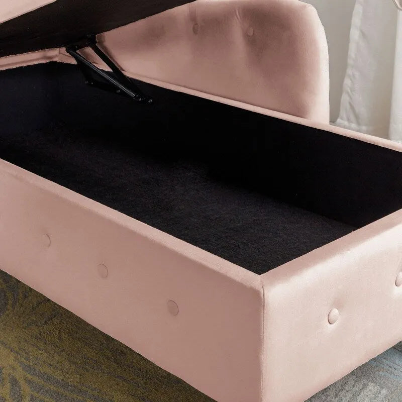 Chaise Longue da Interno, Poltrona Relax in Velluto per Camera da Letto con Contenitore e Cuscino, Moderna Chaise Longue Imbottita con Braccioli Arrotondati