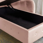 Chaise Longue da Interno, Poltrona Relax in Velluto per Camera da Letto con Contenitore e Cuscino, Moderna Chaise Longue Imbottita con Braccioli Arrotondati