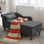 Chaise Longue da Interno, Poltrona Relax in Velluto per Camera da Letto con Contenitore e Cuscino, Moderna Chaise Longue Imbottita con Braccioli Arrotondati