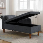 Chaise Longue da Interno, Poltrona Relax in Velluto per Camera da Letto con Contenitore e Cuscino, Moderna Chaise Longue Imbottita con Braccioli Arrotondati