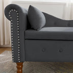 Chaise Longue da Interno, Poltrona Relax in Velluto per Camera da Letto con Contenitore e Cuscino, Moderna Chaise Longue Imbottita con Braccioli Arrotondati