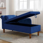 Chaise Longue da Interno, Poltrona Relax in Velluto per Camera da Letto con Contenitore e Cuscino, Moderna Chaise Longue Imbottita con Braccioli Arrotondati