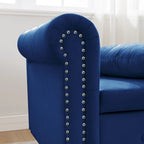 Chaise Longue da Interno, Poltrona Relax in Velluto per Camera da Letto con Contenitore e Cuscino, Moderna Chaise Longue Imbottita con Braccioli Arrotondati