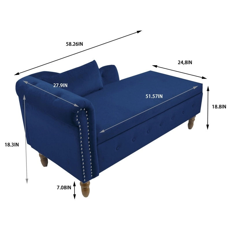 Chaise Longue da Interno, Poltrona Relax in Velluto per Camera da Letto con Contenitore e Cuscino, Moderna Chaise Longue Imbottita con Braccioli Arrotondati
