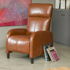 Poltrona Accento Plait in Pelle Intrecciata Cognac con Struttura in Legno Teak Naturale