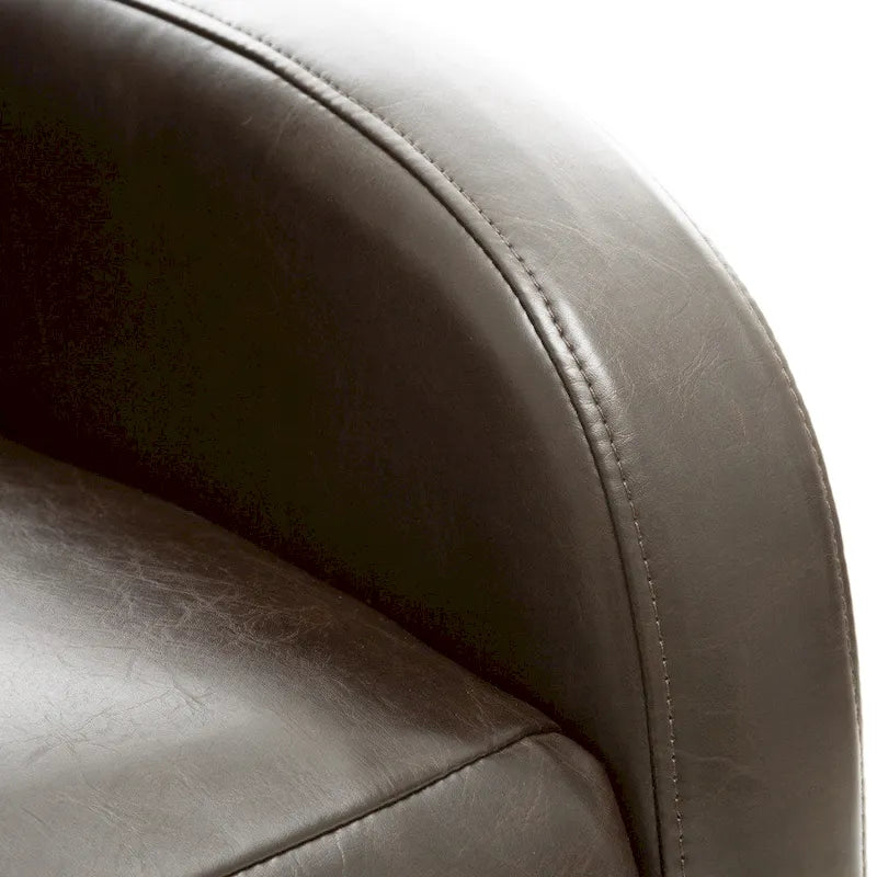 Poltrona Accento Plait in Pelle Intrecciata Cognac con Struttura in Legno Teak Naturale