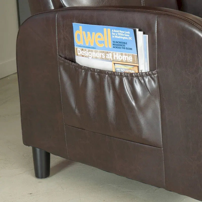 Poltrona Accento Plait in Pelle Intrecciata Cognac con Struttura in Legno Teak Naturale