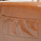 Poltrona Accento Plait in Pelle Intrecciata Cognac con Struttura in Legno Teak Naturale