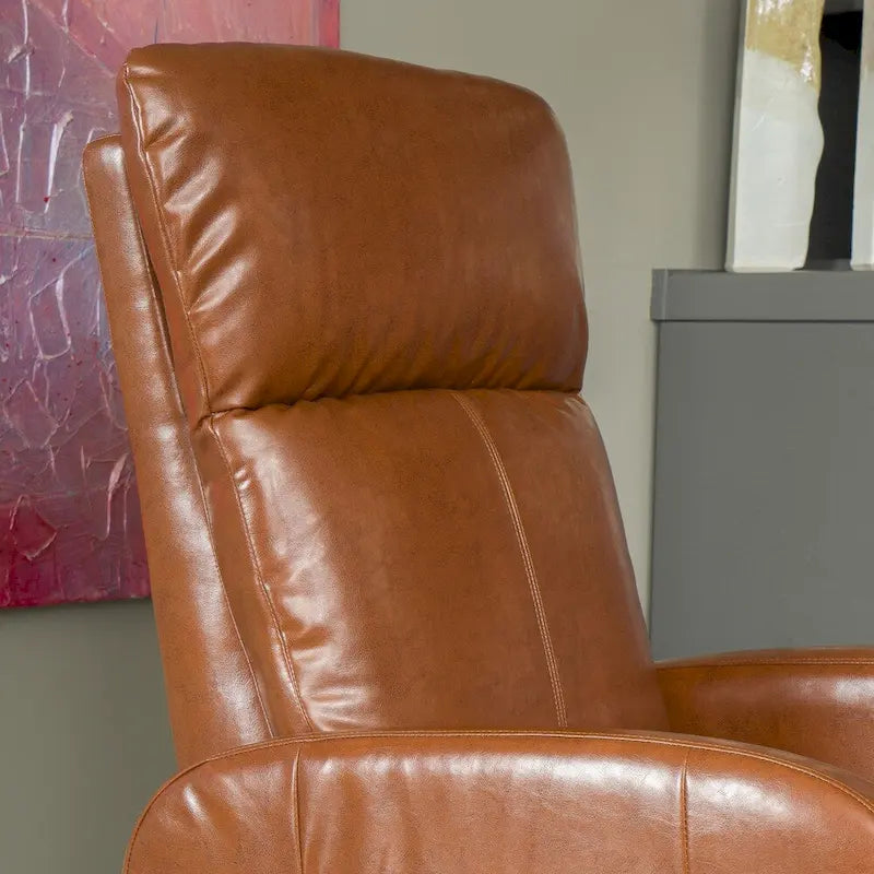 Poltrona Accento Plait in Pelle Intrecciata Cognac con Struttura in Legno Teak Naturale