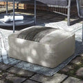 Pouf Irena quadrato intrecciato da esterno/interno - Poliestere PET riciclato grigio e bianco