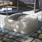 Pouf Irena quadrato intrecciato da esterno/interno - Poliestere PET riciclato grigio e bianco