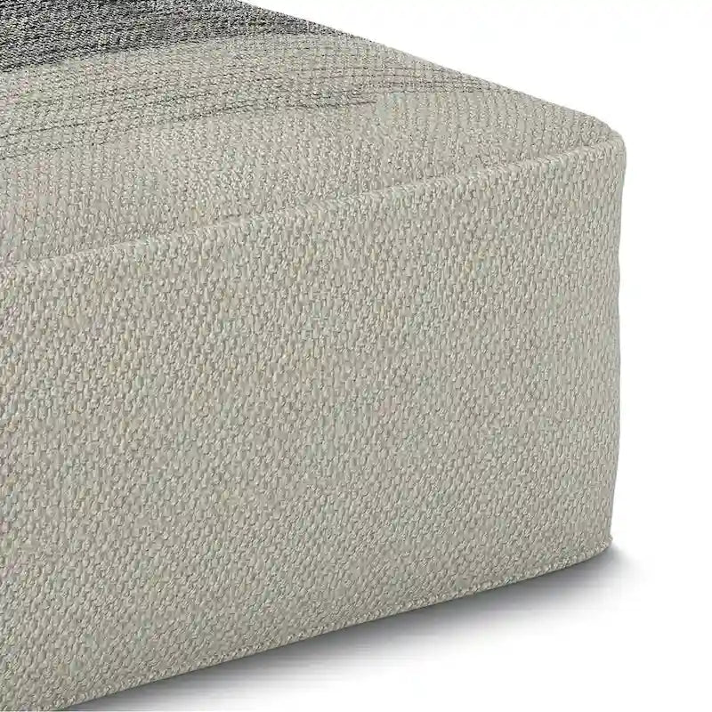 Pouf Irena quadrato intrecciato da esterno/interno - Poliestere PET riciclato grigio e bianco