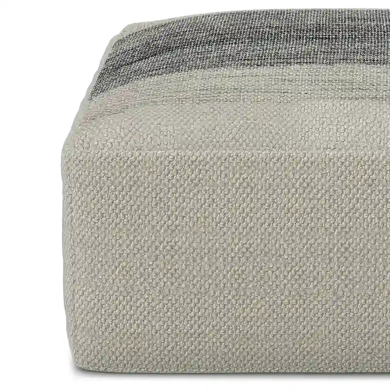 Pouf Irena quadrato intrecciato da esterno/interno - Poliestere PET riciclato grigio e bianco