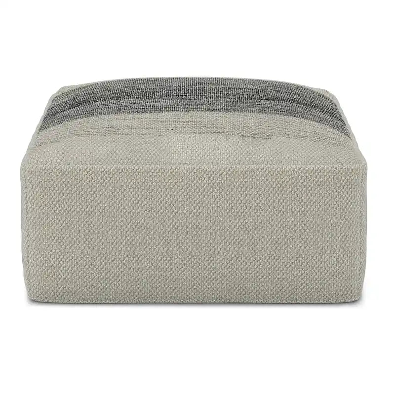 Pouf Irena quadrato intrecciato da esterno/interno - Poliestere PET riciclato grigio e bianco
