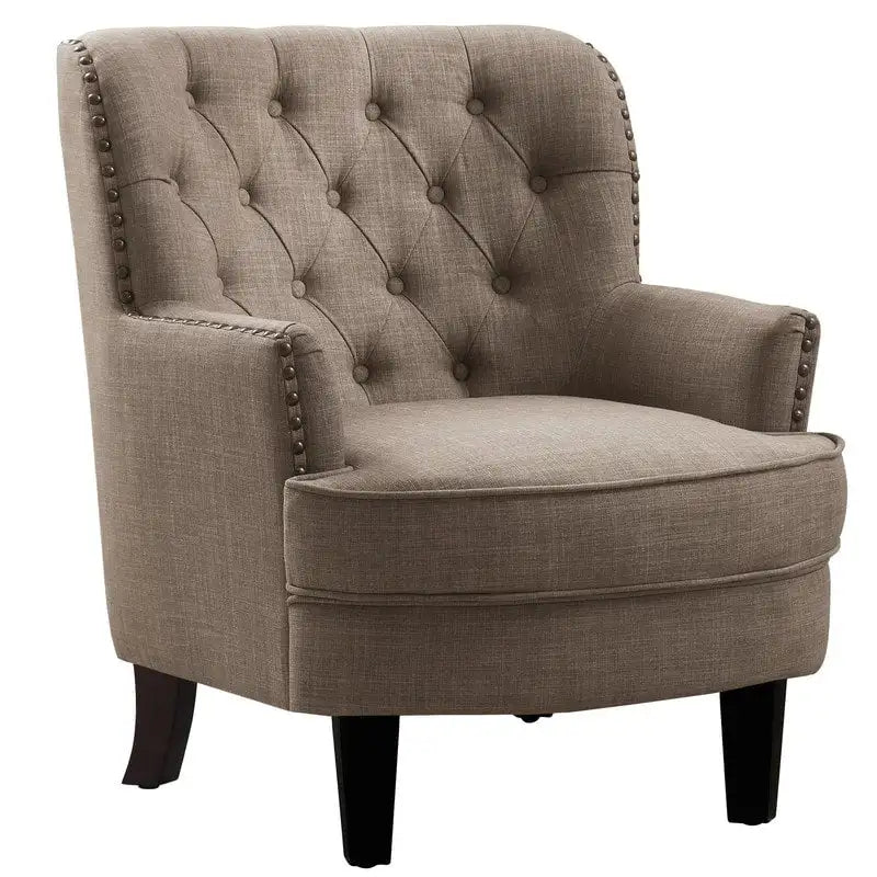 Poltrona a pozzetto Mignon con alette e capitonné, larghezza 76 cm - Velluto/Lino
