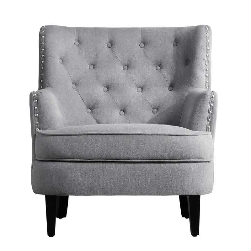 Poltrona a pozzetto Mignon con alette e capitonné, larghezza 76 cm - Velluto/Lino
