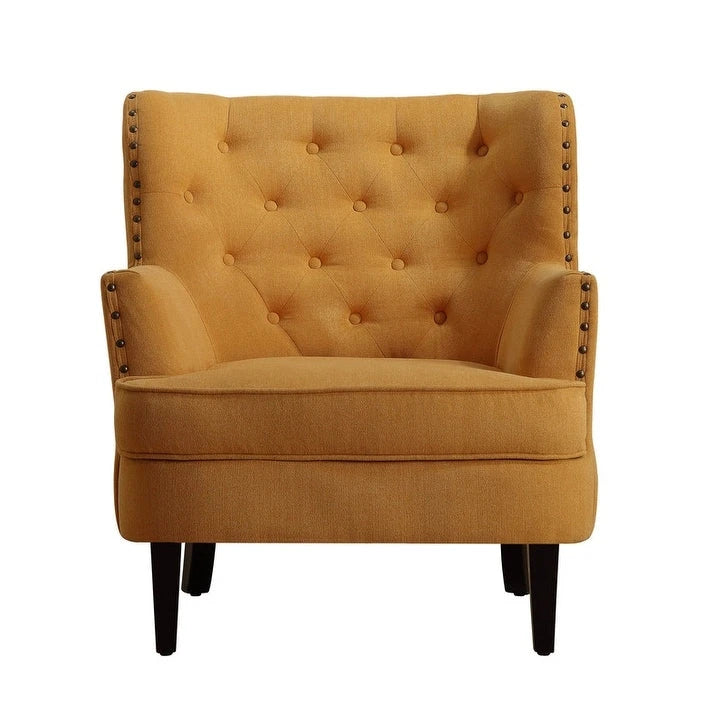 Poltrona a pozzetto Mignon con alette e capitonné, larghezza 76 cm - Velluto/Lino
