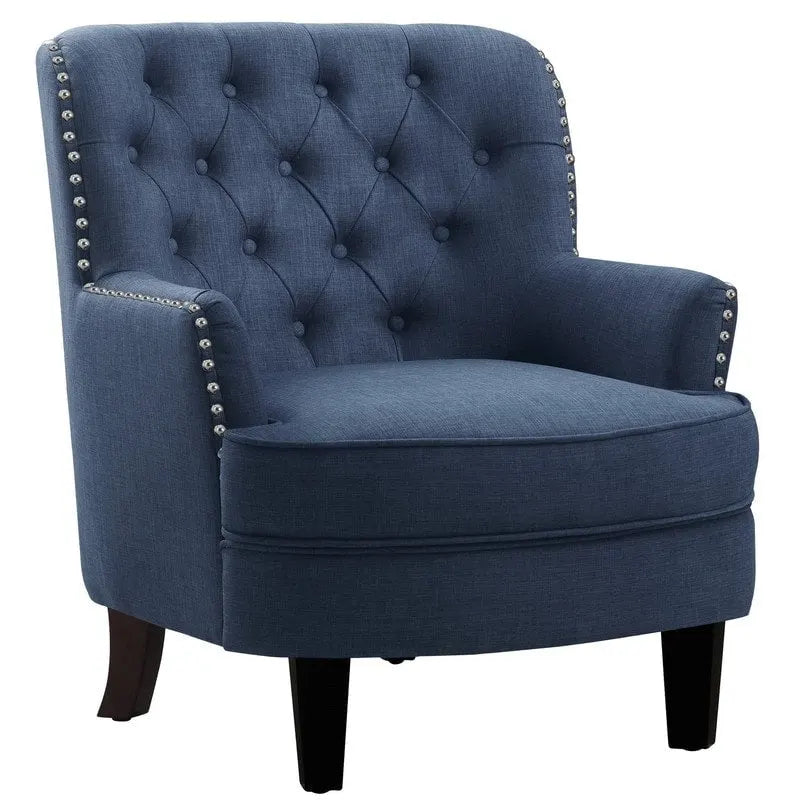 Poltrona a pozzetto Mignon con alette e capitonné, larghezza 76 cm - Velluto/Lino