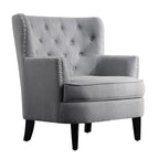 Poltrona a pozzetto Mignon con alette e capitonné, larghezza 76 cm - Velluto/Lino