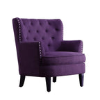 Poltrona a pozzetto Mignon con alette e capitonné, larghezza 76 cm - Velluto/Lino