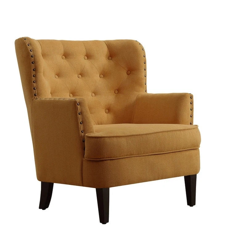 Poltrona a pozzetto Mignon con alette e capitonné, larghezza 76 cm - Velluto/Lino
