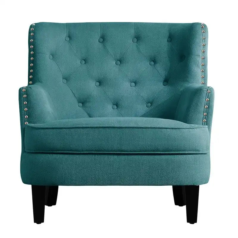 Poltrona a pozzetto Mignon con alette e capitonné, larghezza 76 cm - Velluto/Lino