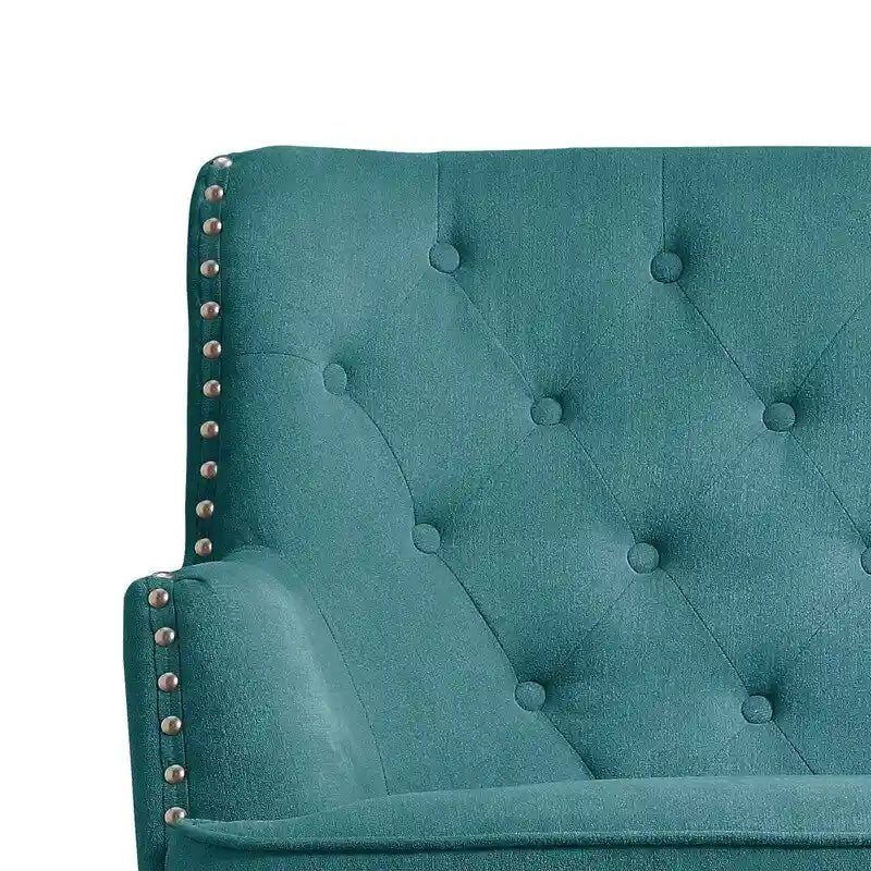 Poltrona a pozzetto Mignon con alette e capitonné, larghezza 76 cm - Velluto/Lino