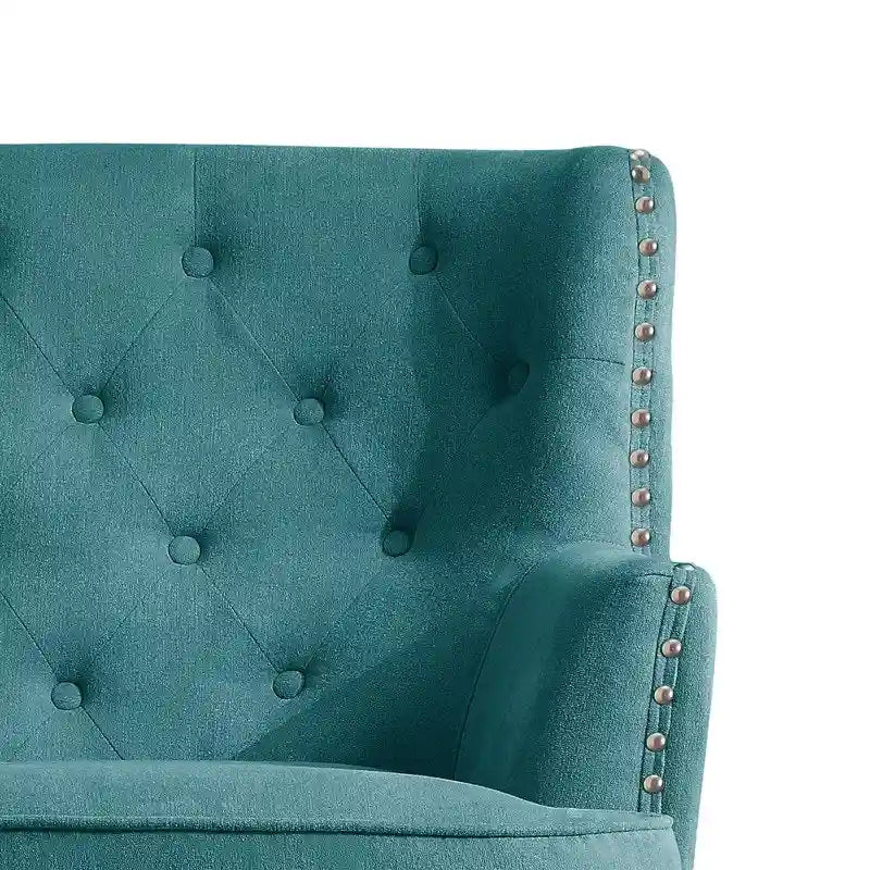 Poltrona a pozzetto Mignon con alette e capitonné, larghezza 76 cm - Velluto/Lino