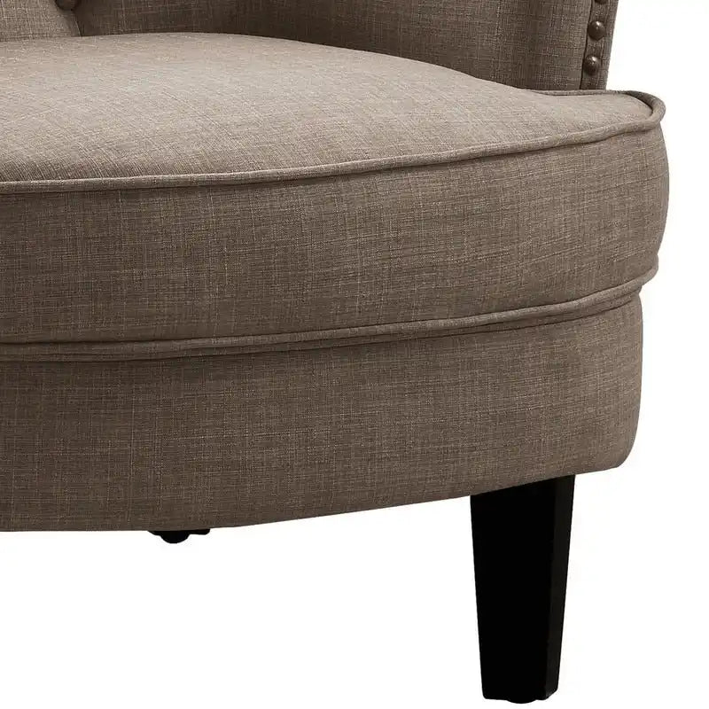 Poltrona a pozzetto Mignon con alette e capitonné, larghezza 76 cm - Velluto/Lino