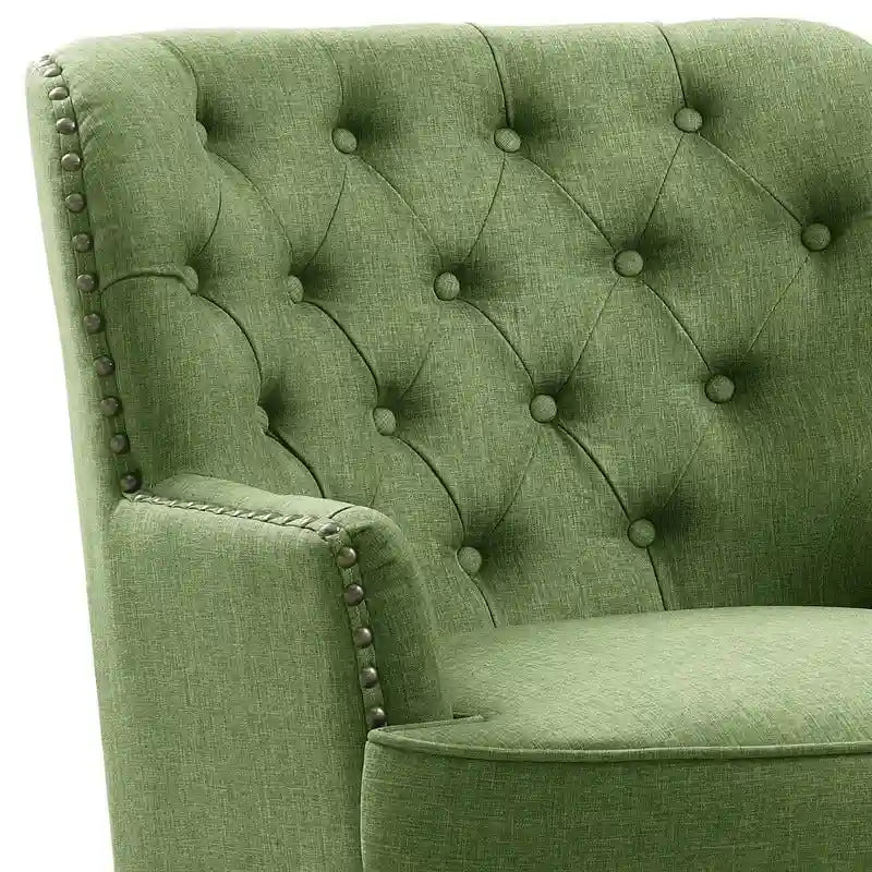 Poltrona a pozzetto Mignon con alette e capitonné, larghezza 76 cm - Velluto/Lino