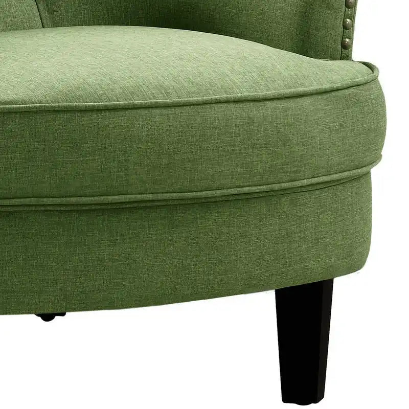 Poltrona a pozzetto Mignon con alette e capitonné, larghezza 76 cm - Velluto/Lino