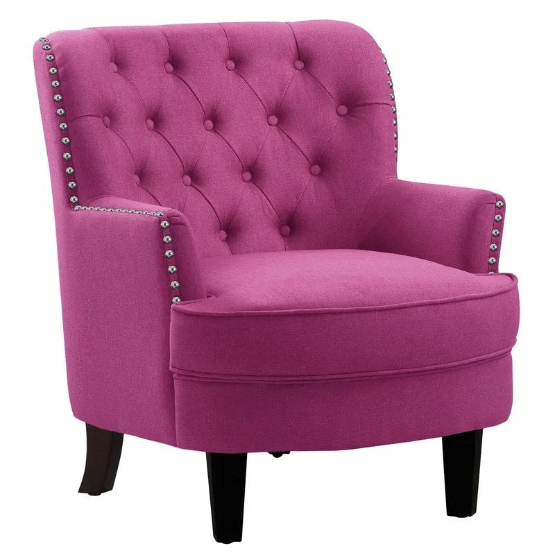 Poltrona a pozzetto Mignon con alette e capitonné, larghezza 76 cm - Velluto/Lino