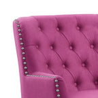 Poltrona a pozzetto Mignon con alette e capitonné, larghezza 76 cm - Velluto/Lino