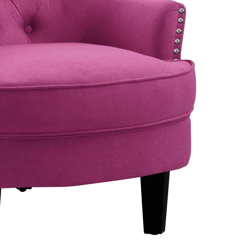 Poltrona a pozzetto Mignon con alette e capitonné, larghezza 76 cm - Velluto/Lino