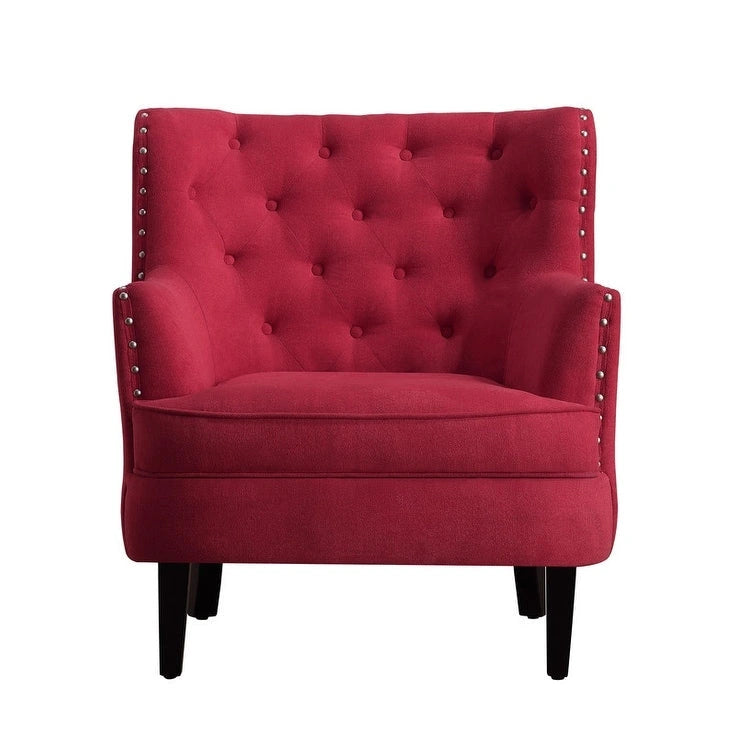Poltrona a pozzetto Mignon con alette e capitonné, larghezza 76 cm - Velluto/Lino