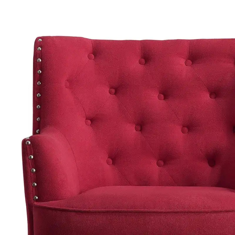 Poltrona a pozzetto Mignon con alette e capitonné, larghezza 76 cm - Velluto/Lino