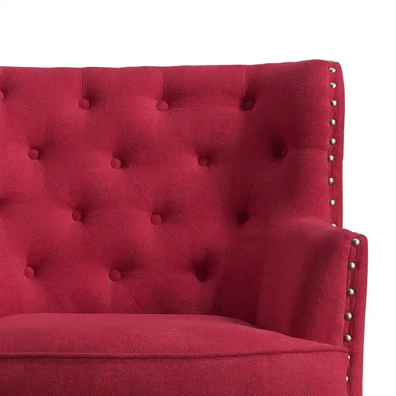 Poltrona a pozzetto Mignon con alette e capitonné, larghezza 76 cm - Velluto/Lino