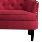 Poltrona a pozzetto Mignon con alette e capitonné, larghezza 76 cm - Velluto/Lino