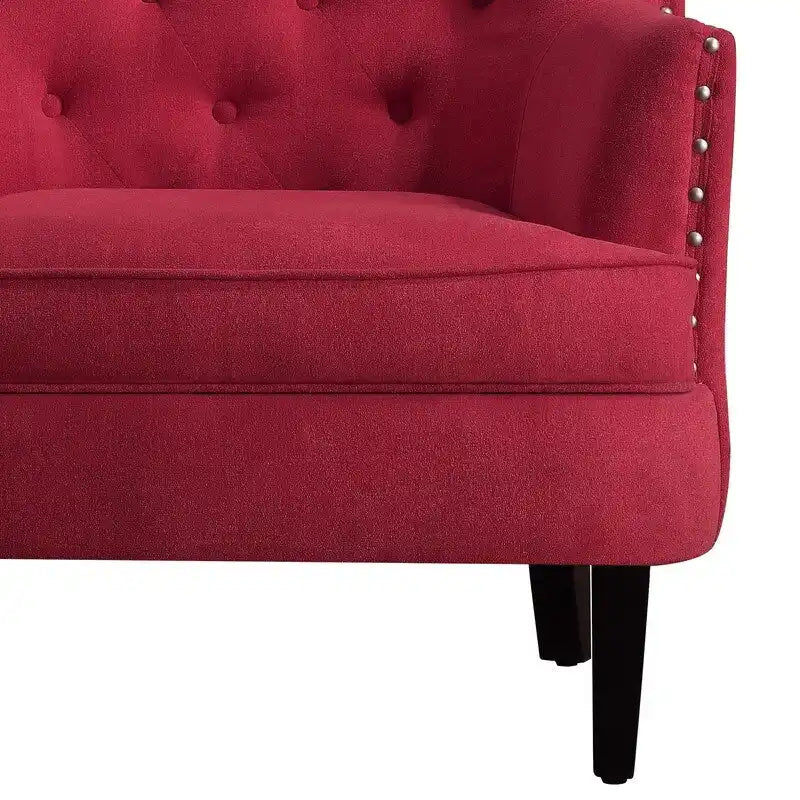 Poltrona a pozzetto Mignon con alette e capitonné, larghezza 76 cm - Velluto/Lino
