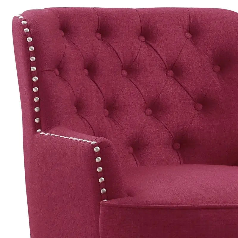 Poltrona a pozzetto Mignon con alette e capitonné, larghezza 76 cm - Velluto/Lino