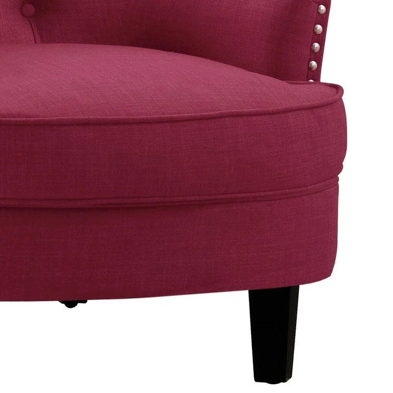 Poltrona a pozzetto Mignon con alette e capitonné, larghezza 76 cm - Velluto/Lino