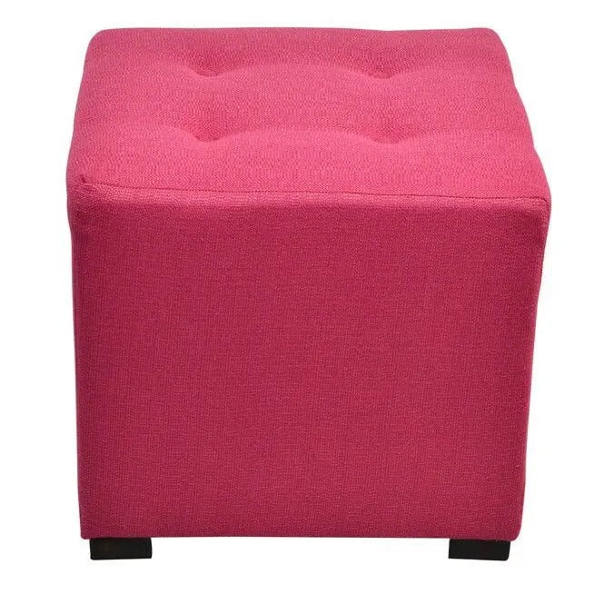 Pouf quadrato Cordoba con 4 bottoni e telaio in legno - 45,7 x 45,7 x 45,7 cm
