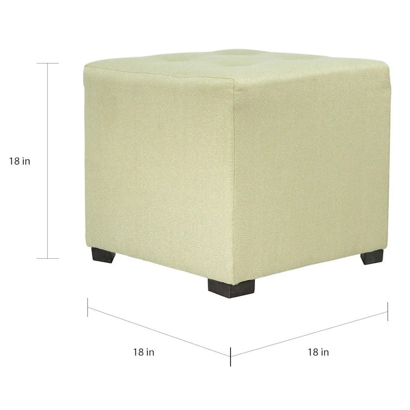 Pouf quadrato Cordoba con 4 bottoni e telaio in legno - 45,7 x 45,7 x 45,7 cm