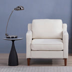 Poltrona Sedona Modern Accent – Simil lino e pelle vegana, Struttura in pino